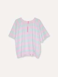 Stripey College T, Pink/Sky Blue