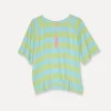 Stripey College T, Turquoise/Lime