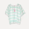 Stripey College T, White/Aqua