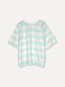 Stripey College T, White/Aqua