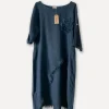 Summer Flip Attitude Linen Dress, Navy