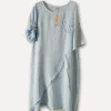 Summer Flip Attitude Linen Dress, Sky Blue