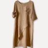 Summer Flip Attitude Linen Dress, Castagno