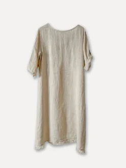Summer Flip Attitude Linen Dress, Beige