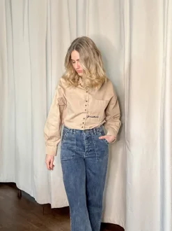 The Basic Button Cotton Shirt, Dark Beige