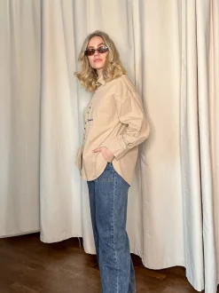 The Basic Button Cotton Shirt, Dark Beige